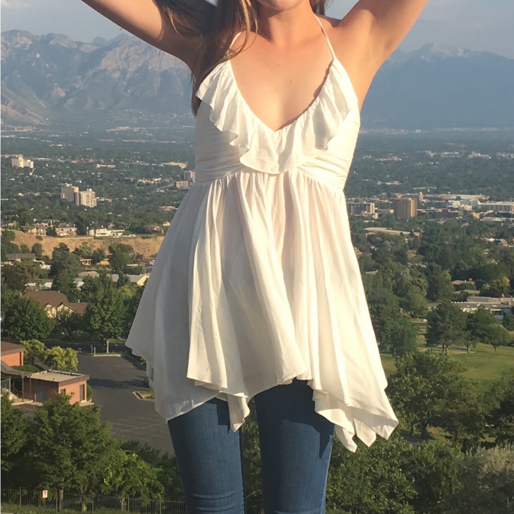 Free people white halter top tunic dress